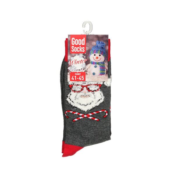 Мужские носки Good Socks Winter Санта, серые, р.41-45