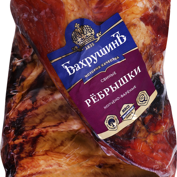 Ребрышки свиные Бахрушинъ Пикантные копчёно-варёные, вес