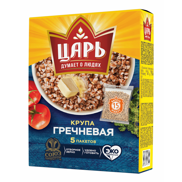 Гречка Царь в пакетиках для варки, 5 шт.