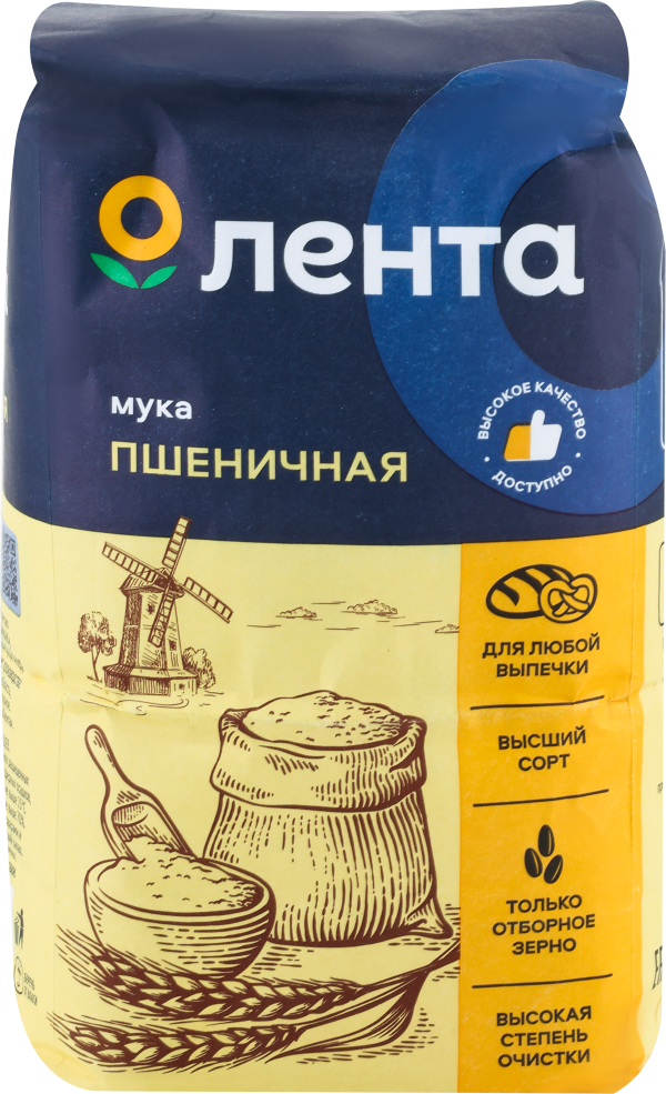 

Мука Лента пшеничная хлебопекарная высший сорт, 2кг