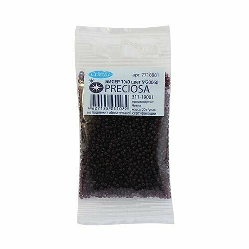 (20060) 311-19001-10/0 Бисер прозрачный 10/0, круг.отв., 20гр Preciosa,упак