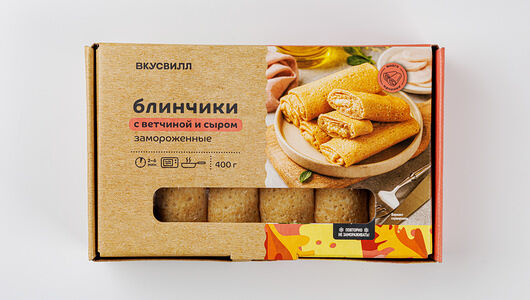 Блинчики ВкусВилл с ветчиной и сыром, замороженные