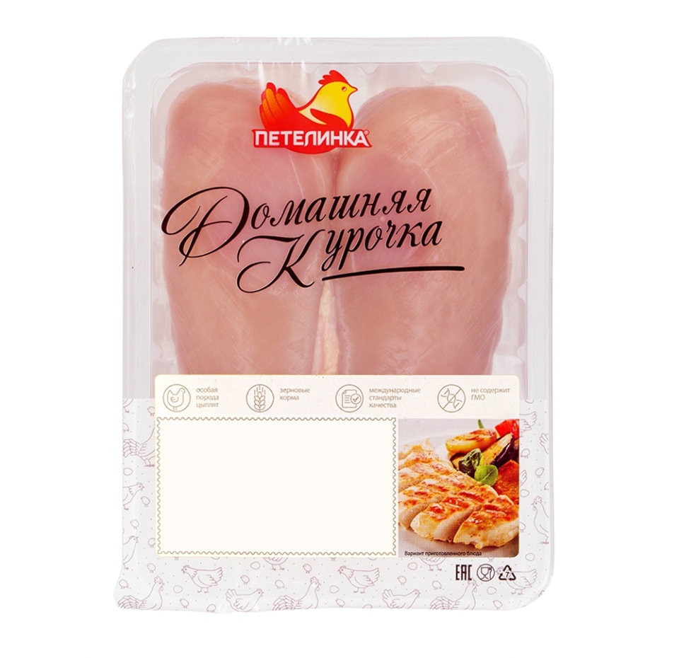 

Грудка цыпленка Петелинка без кожи охлажденная на кости Домашняя курочка Россия вес