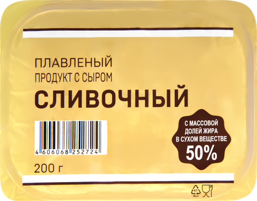 

Продукт плавленый Сливочный с сыром 50%, с змж