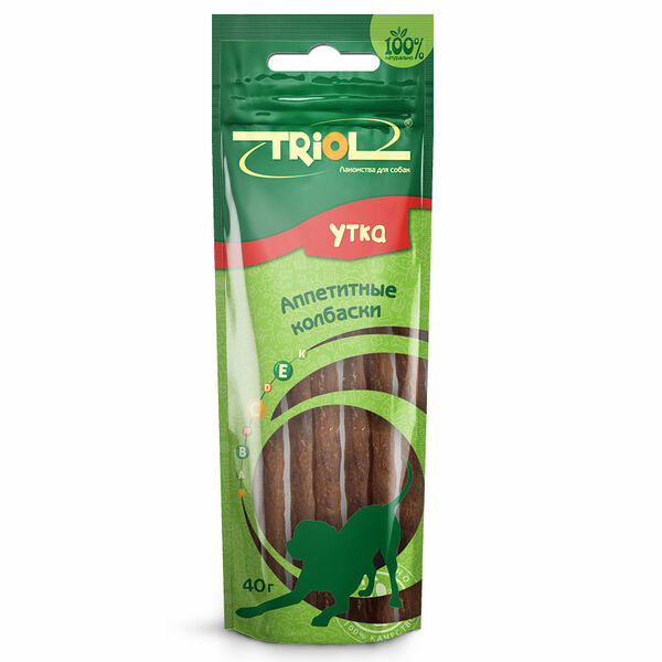 Лакомство для собак Triol Аппетитные колбаски из утки