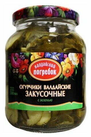 Огурцы маринованные Валдайский Погребок Огурчики Валдайские Закусочные с зеленью