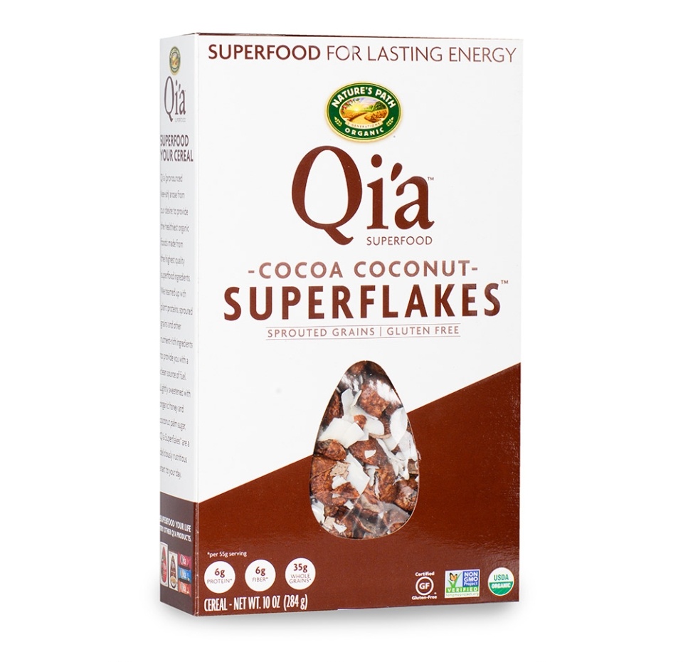 

Хлопья цельнозерновые шоколадные с кокосом (без глютена) NATURE'S PATH Qia Superfood 284 г, США