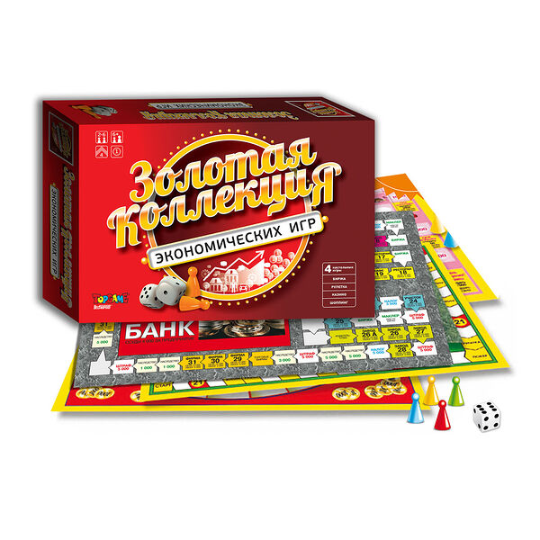 Гп.Золотая коллекция экономических игр, сборник настольных игр 4в1 Topgame