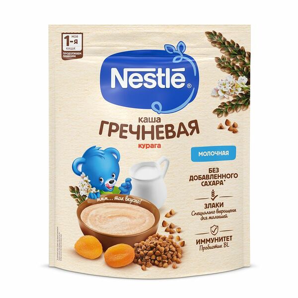 Каша детская Nestle молочная гречневая с курагой, с 5 месяцев