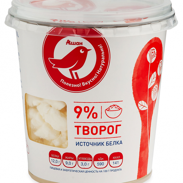 Творог АШАН Красная птица 9%
