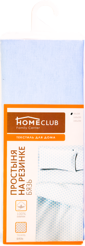 

Простыня на резинке HOMECLUB 90х200см, голубая, бязь, хлопок