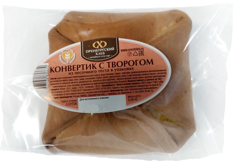 

Конвертик Оренбургский хлебокомбинат с творогом 90 г