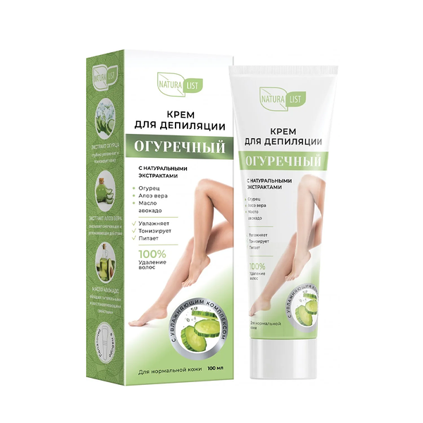 Крем для депиляции NaturaЛист Огуречный с Натуральными Экстрактами 100 мл