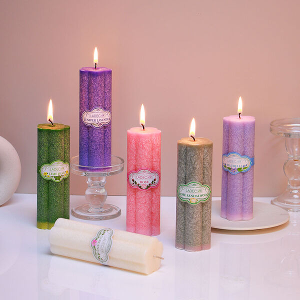 Ladecor свеча столбик в форме цветка, парафин, 5x15 см, 6 цветов