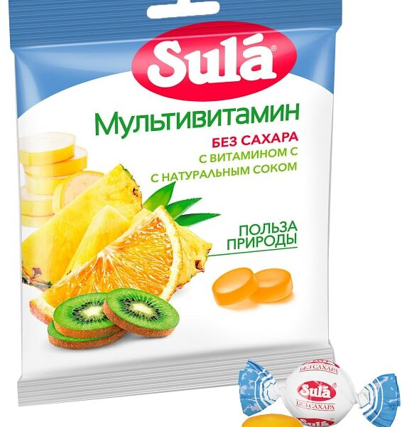 Карамель Sula Мультивитамин без сахара 60г