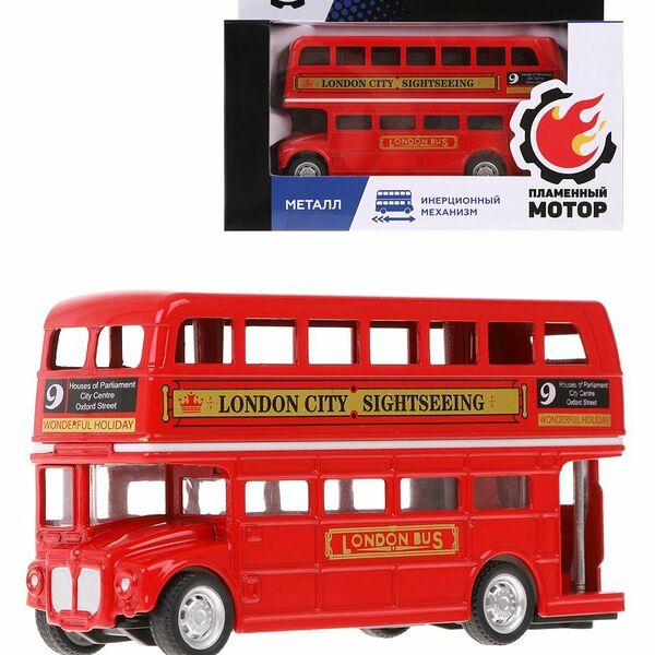 Автобус Лондонский двухэтажный металл инерционный 870829