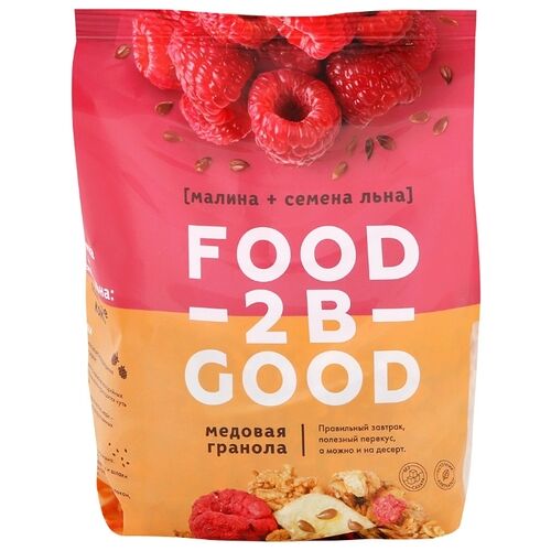 Гранола FoodToBeGood малина-семена льна