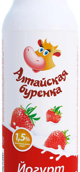 Йогурт питьевой АЛТАЙСКАЯ БУРЕНКА Клубника 1,5%, без змж