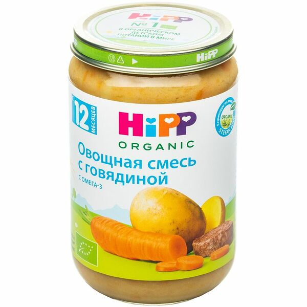 Пюре HiPP Овощное рагу с говядиной с 12 месяцев, 220г