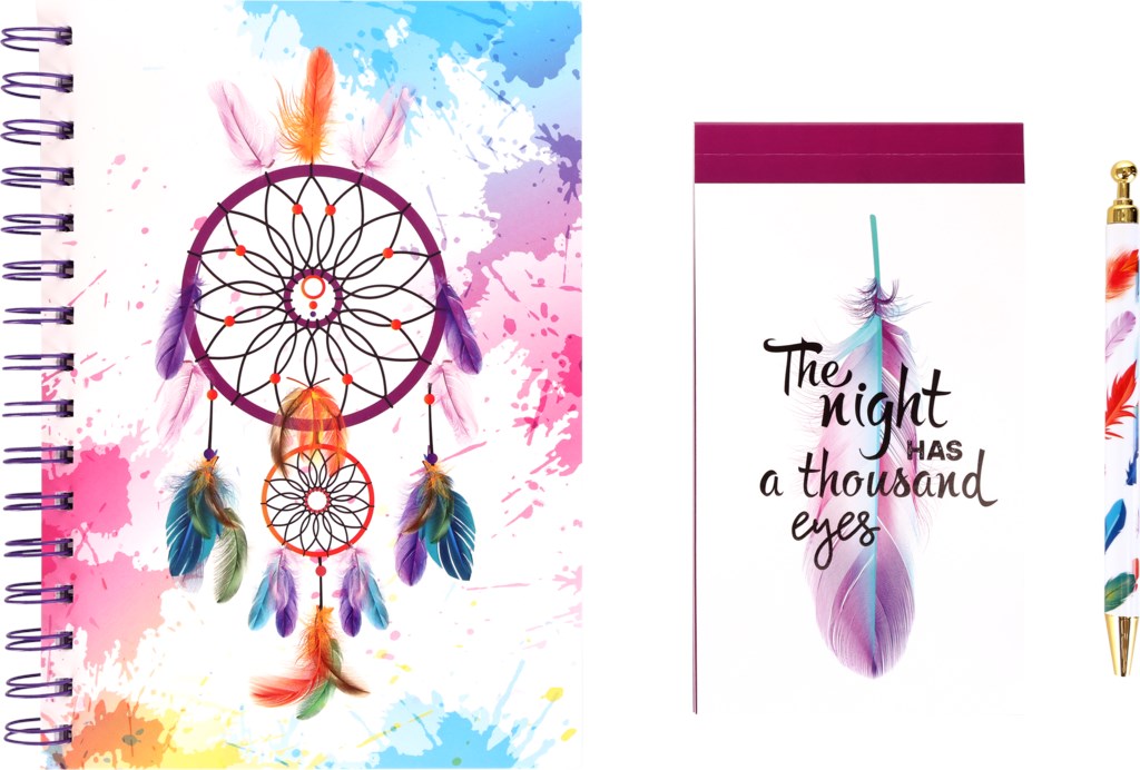 

Набор канцелярский Dream catcher 3 предмета: тетрадь, блокнот, ручка