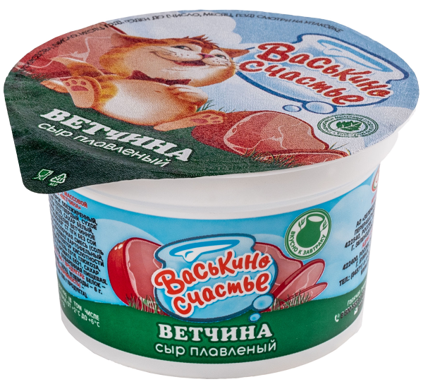 Сыр плавленый Васькино Счастье Лёгкий ветчина 50% 1шт