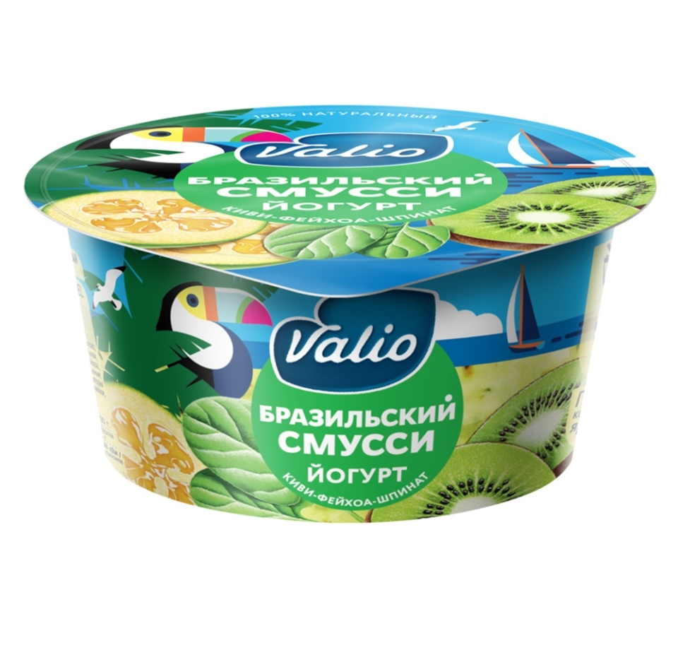 

Йогурт смусси Valio Бразильский Киви-фейхоа-шпинат 2.6% 140 г