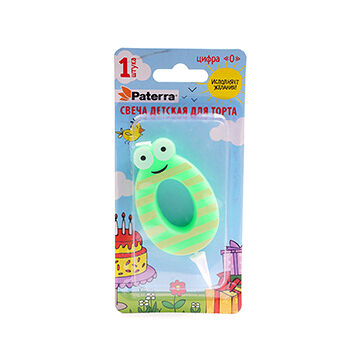 Свеча Paterra детская для торта, цифра 0, Китай
