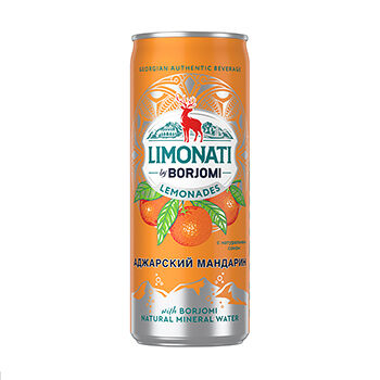 Напиток газированный Limonati by Borjomi Мандарин с соком и минеральной водой Боржоми 0.33л, Грузия