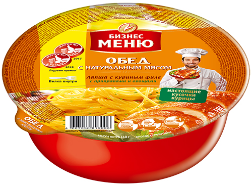 

Лапша Бизнес меню с куриным филе с приправами и овощами 110 г