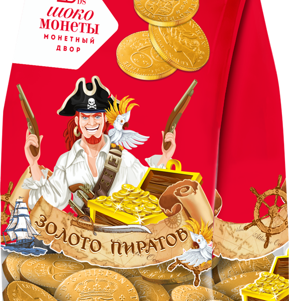 Мешочек с шоколадными монетами МОНЕТНЫЙ ДВОР Золото Пиратов