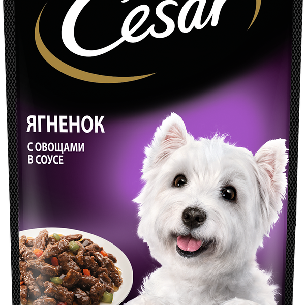 Влажный корм Cesar для взрослых собак с ягненком и овощами в соусе, 85 г