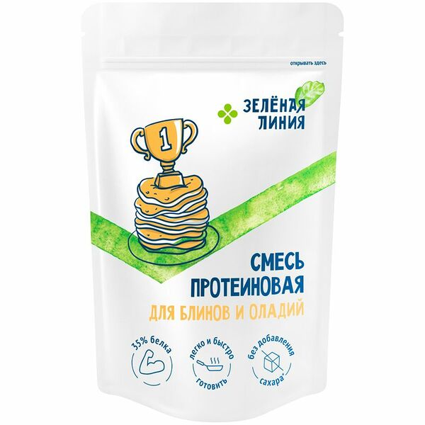 Смесь протеиновая для выпечки блинов и оладий Зелёная Линия, 300г