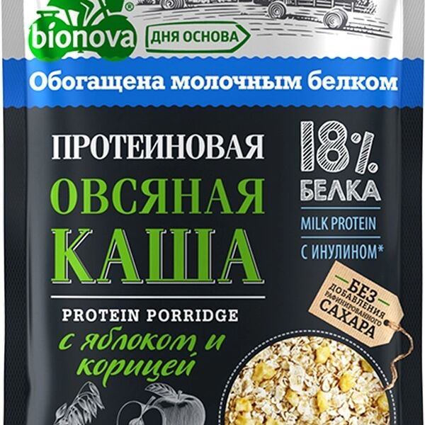 Каша овсяная протеиновая Bionova с яблоком и корицей