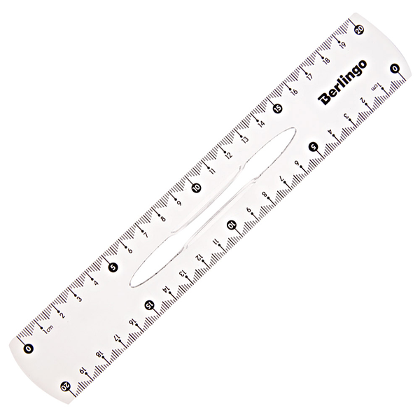 Линейка BERLINGO Spike 20см, пластиковая, с держателем, прозрачная Арт. PR_20020