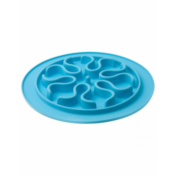 Pet Line Миска силиконовая рельефная (волны) игровая для медленного поедания корма 24 см, голубая