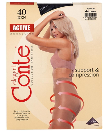 Колготки женские CONTE Active 40 ден черные размер 4