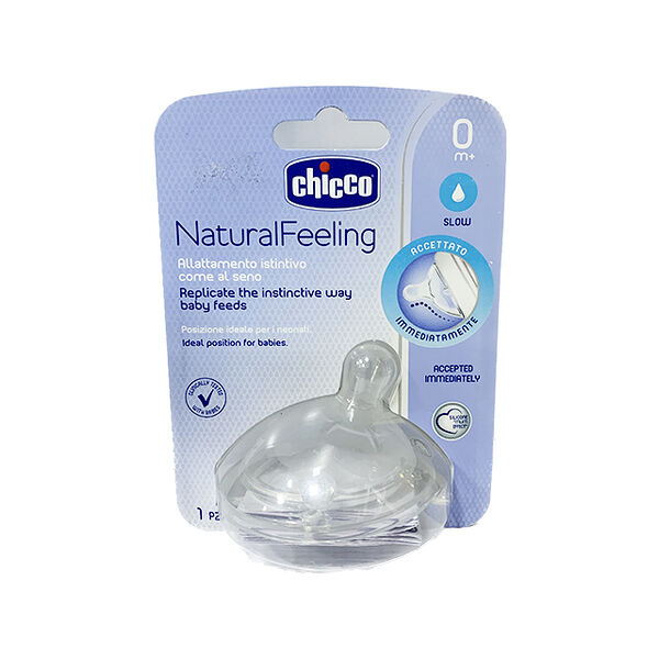 Chicco соска кормушка Natural Feeling медленный силикон 0M+ N1