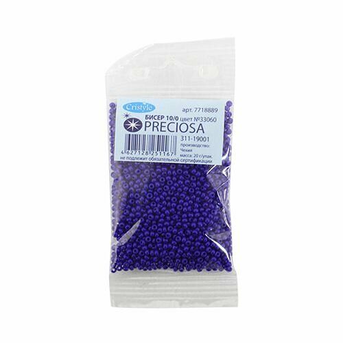 (33060) 311-19001-10/0 Бисер непрозрачный 10/0, круг.отв., 20гр Preciosa,упак