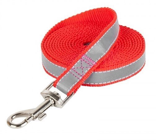 Поводок Аркон Dog&Vogue со светоотражающей полосой нейлон Красный для собак 3 м