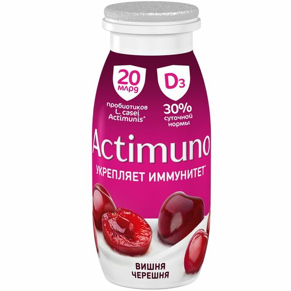 Напиток Actimuno кисломолочный с вишней черешней и цинком 1.5%, 95мл