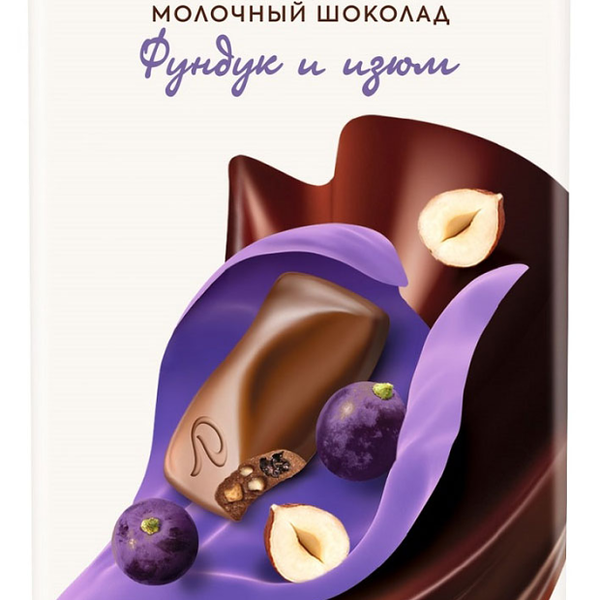 Шоколад Dove молочный с дроблёным фундуком и изюмом, 90г