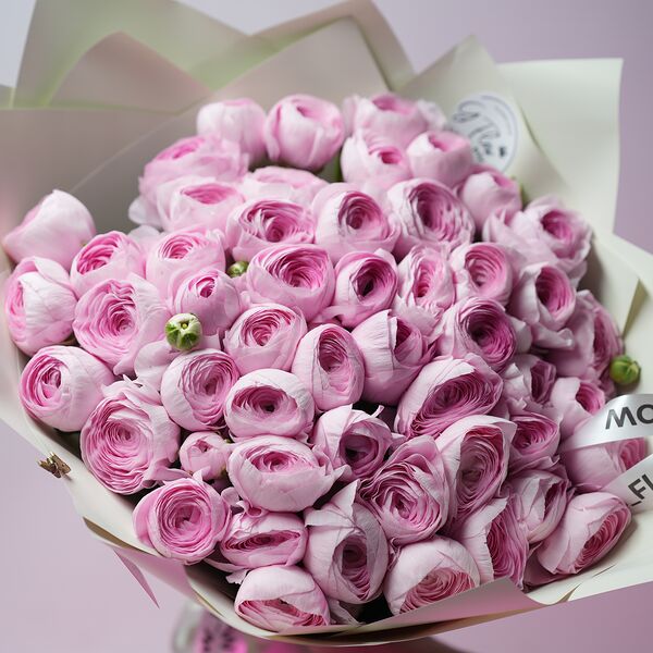 Букет из розовых ранункулюсов