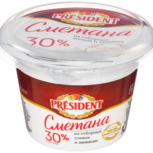 Сметана из отборных сливок и закваски President 30%