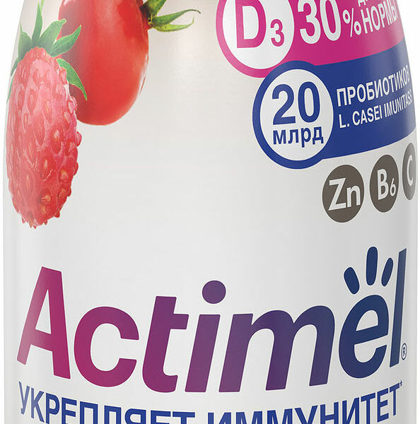 Продукт кисломолочный Actimel земляника-шиповник с цинком 1.5%
