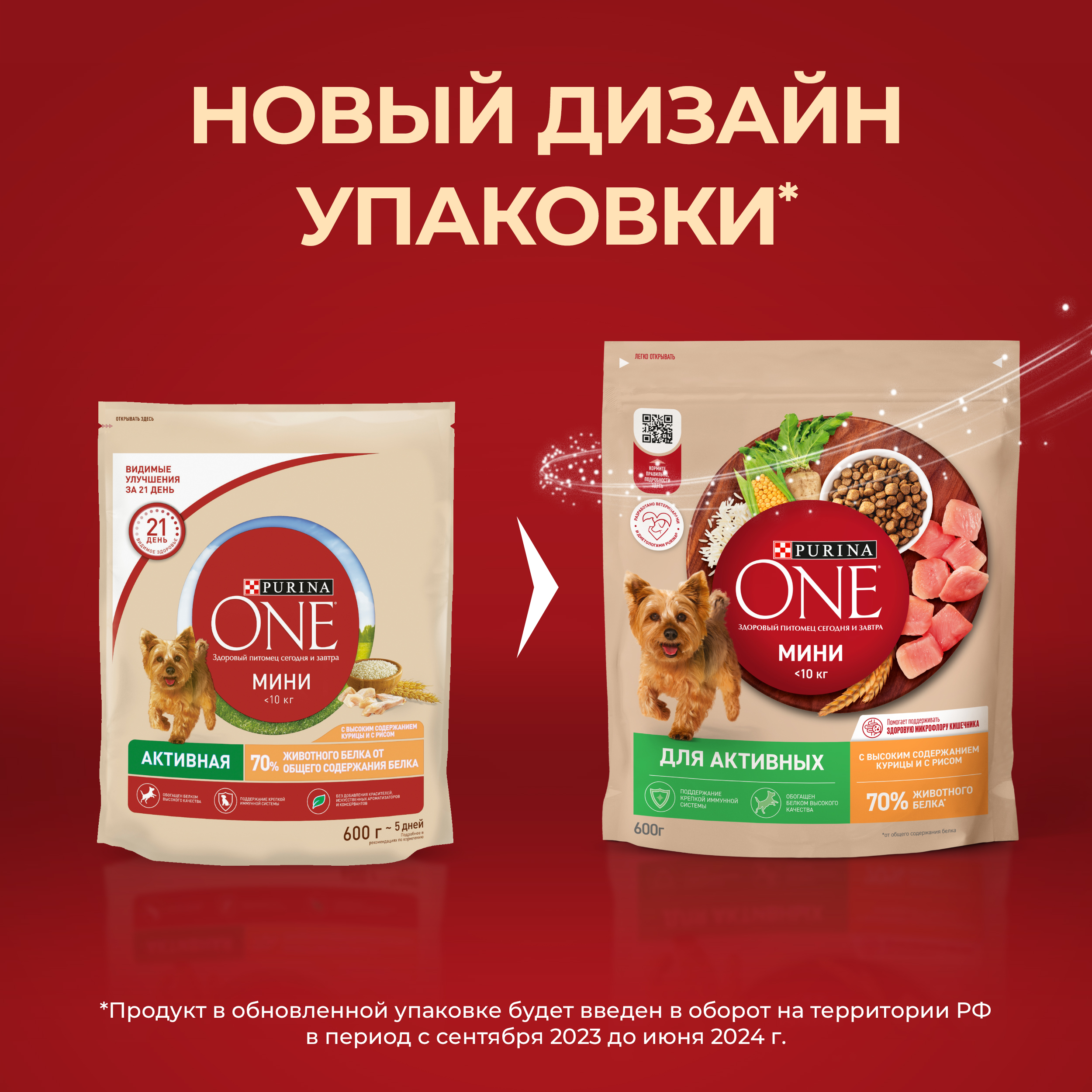 

Сухой корм Purina One для собак мелких пород с активным образом жизни с высоким содержанием курицы и рисом 600 г