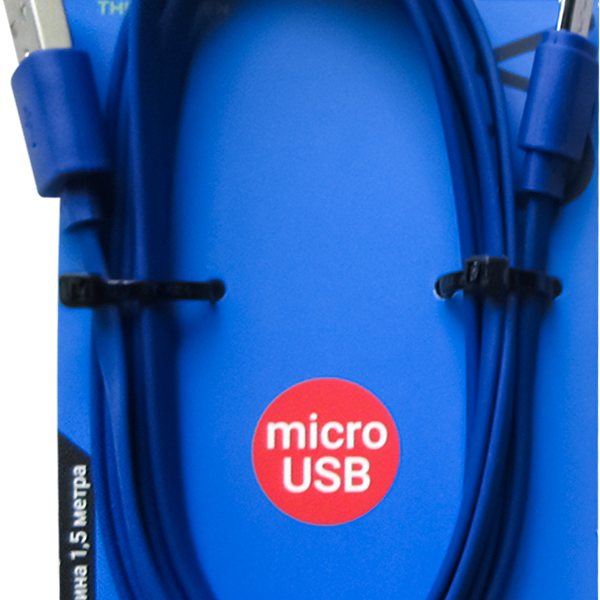 Кабель 2856 GAL USB A – micro USB B, 2А, плоский, 1.5м