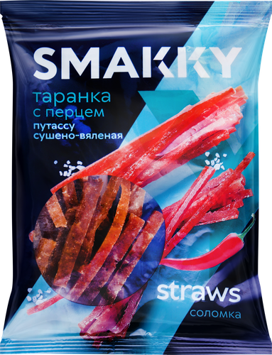 

Рыба солено-сушеная Smakky Таранка с перцем соломка 70 г