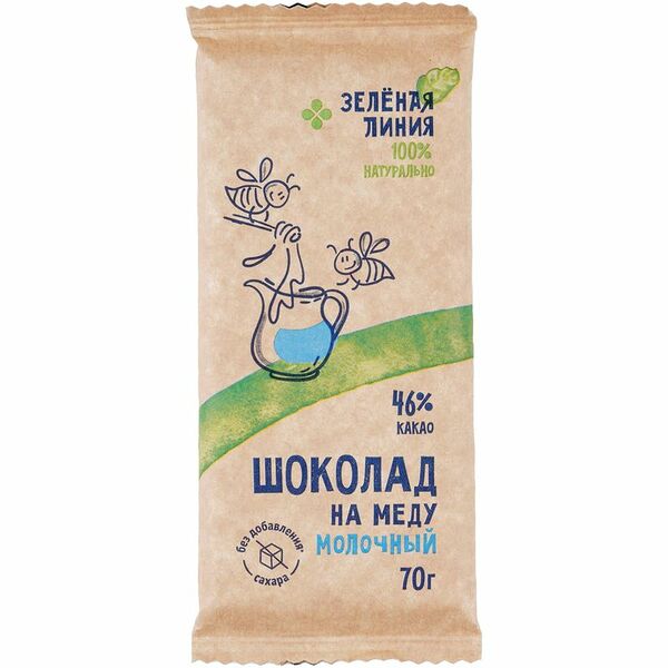 Шоколад молочный Шоколад на Меду Зелёная Линия 70 г