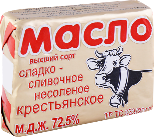 

Масло сливочное Крестьянское 72,5%, без змж, 180г