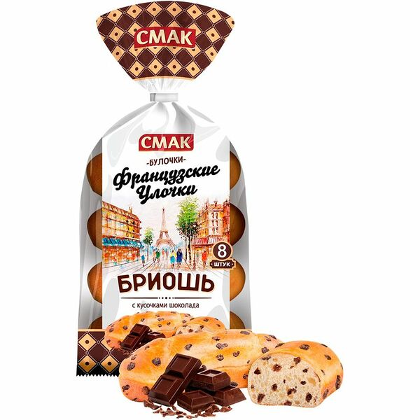 Бриошь Смак Французские улочки с кусочками шоколада 240 г
